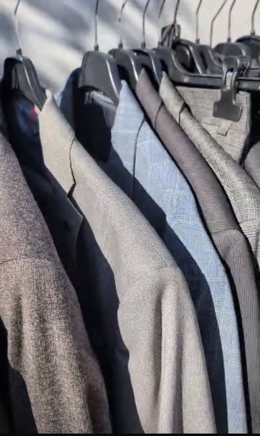 Vestes de costume hommes en laine et tweed gris et marron texturés